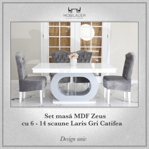 Set-masa-MDF-Zeus-cu-6-14-scaune-Laris-Gri-Catifea