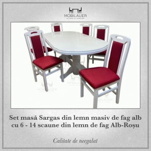 Set-masa-Sargas-din-lemn-masiv-de-fag-alb-cu-6-14-scaune-din-lemn-de-fag-Alb-Rosu