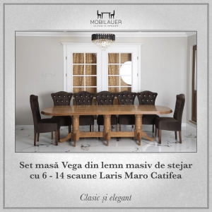 Set-masa-Vega-din-lemn-masiv-de-stejar-cu-6-14-scaune-Laris-Maro-Catifea