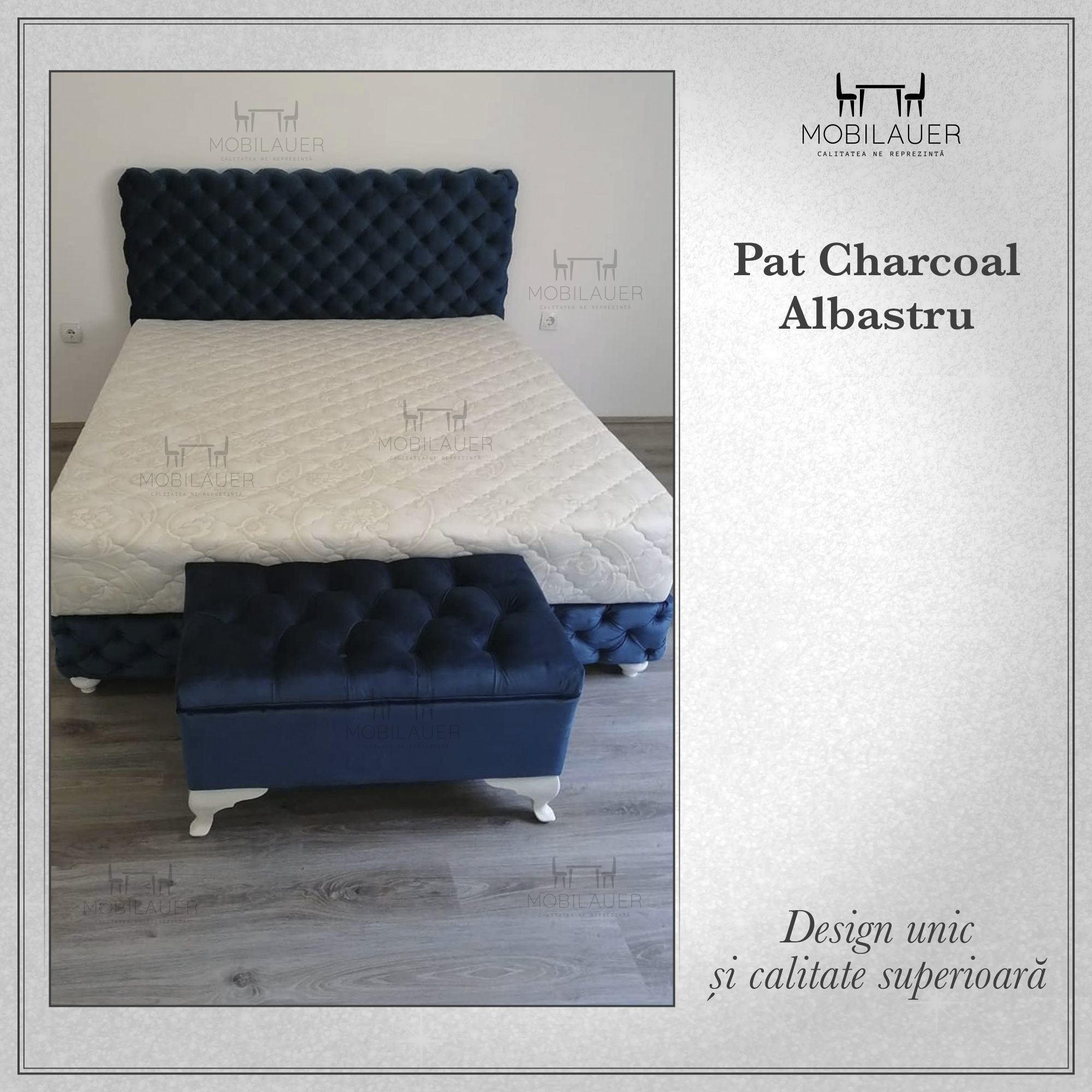 Pat Charcoal Albastru