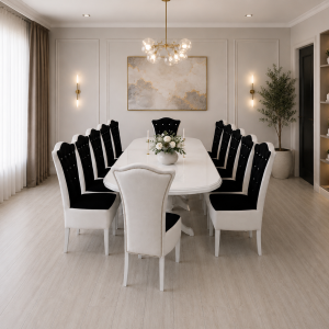 Royal Diamond - Set Dining Premium din Lemn Masiv cu 12 Scaune Laris