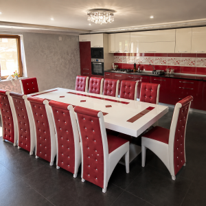 Imperia - Set Dining Premium 12 Persoane Alb Roşu
