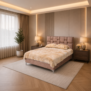 Pat Tapițat Milan - Catifea Premium cu Saltea Inclusǎ
