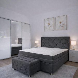 Pat Loft Boxspring - Catifea Gri Premium